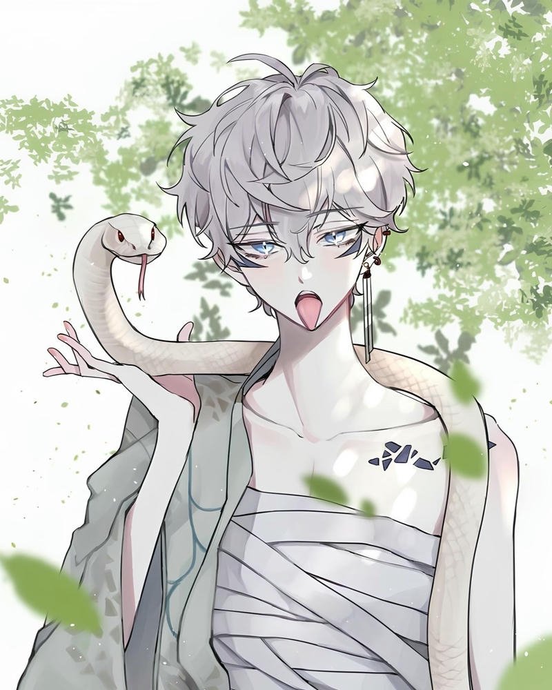 Chàng trai anime tóc trắng phong thái mạnh mẽ