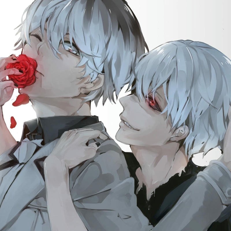 Chàng trai tóc trắng trong tranh anime