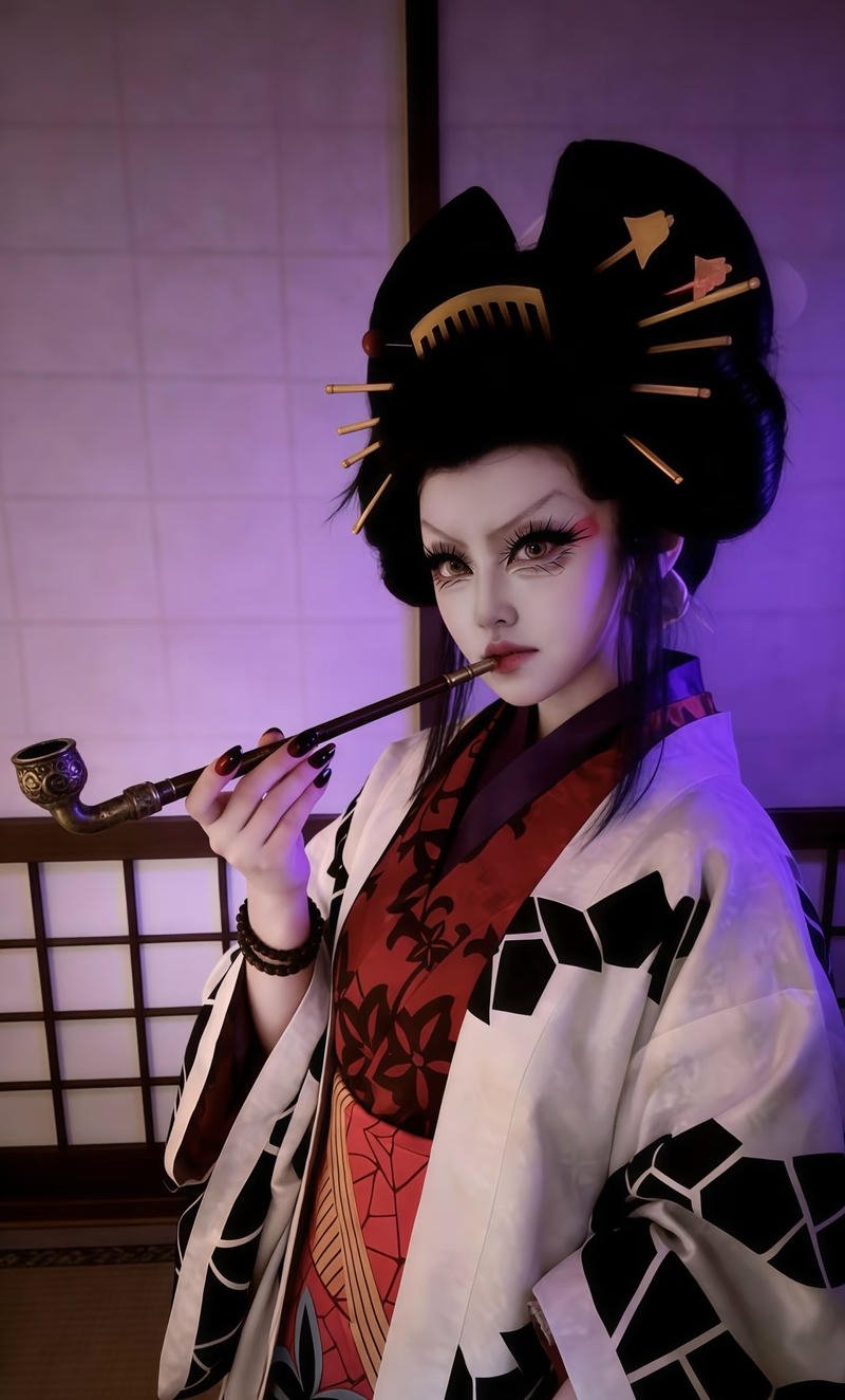 Cosplay Daki với kimono họa tiết rực rỡ nổi bật