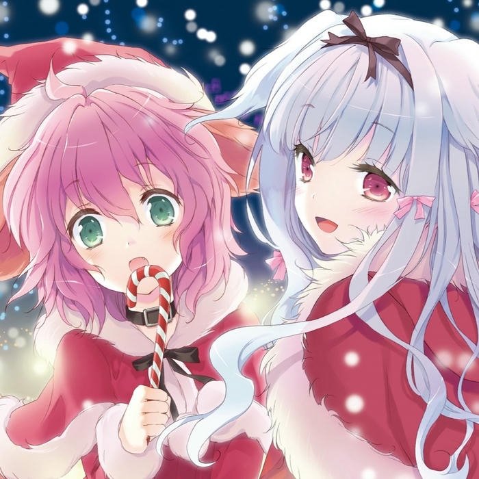 Hình nền nhân vật anime hai cô gái đồ Giáng sinh