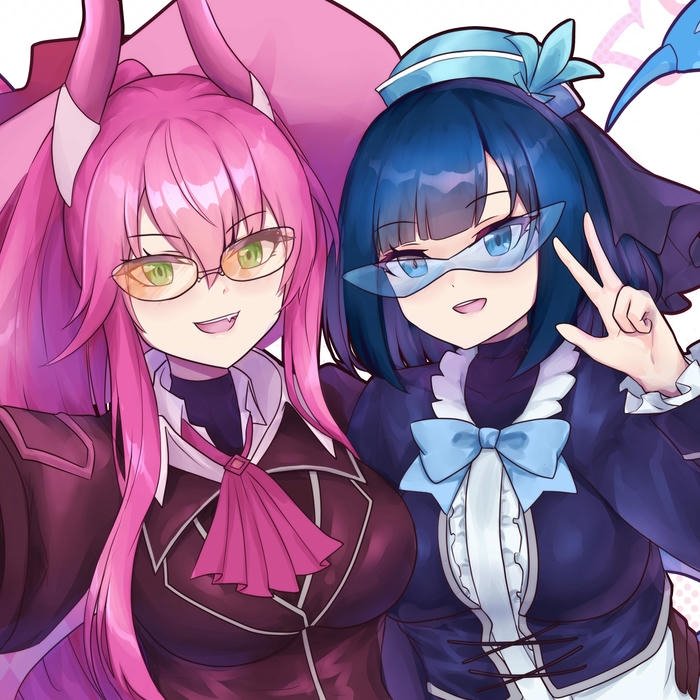 Hình nền nhân vật anime hai cô gái tạo dáng vui