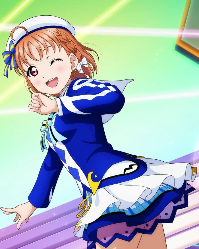 Hình nền nhân vật anime nữ tóc vàng đồng phục xanh