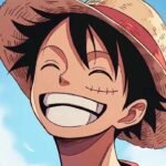 Luffy One Piece cười tươi nhìn nghiêng