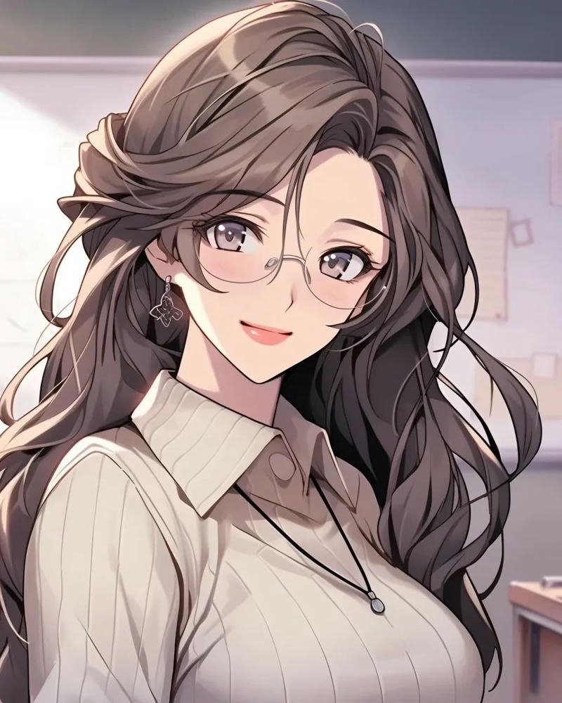 Minh họa cô giáo anime nét vẽ mềm mại