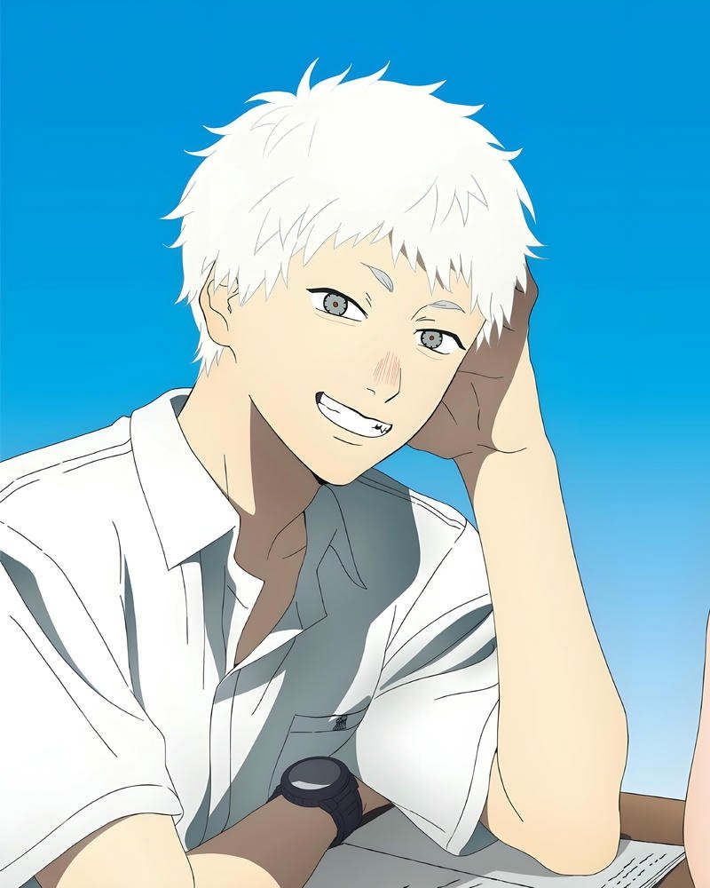 Nhân vật nam anime tóc trắng cá tính