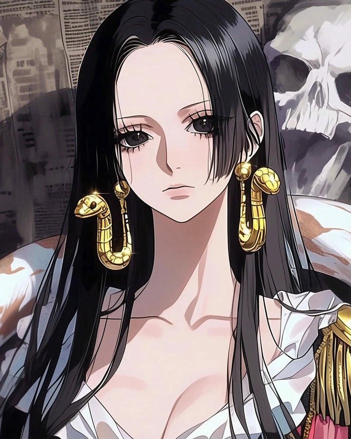 Ảnh Boa Hancock cận mặt xinh đẹp tóc đen dài