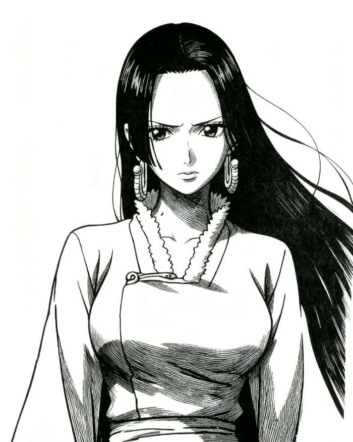 Ảnh Boa Hancock đen trắng nét vẽ manga sắc sảo