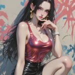 Ảnh Boa Hancock mặc áo hai dây quần short năng động