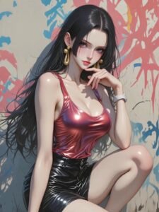 Ảnh Boa Hancock mặc áo hai dây quần short năng động