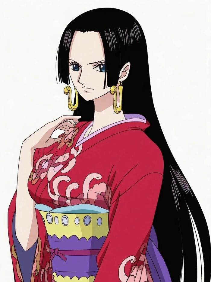 Ảnh Boa Hancock mặc trang phục đỏ tím truyền thống