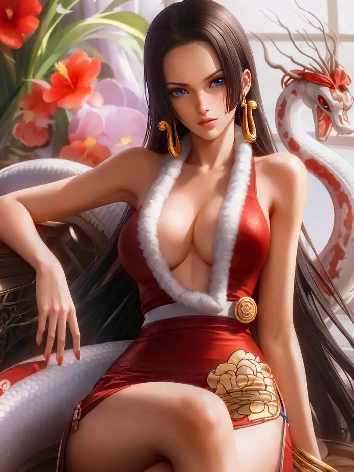 Ảnh Boa Hancock tạo dáng gợi cảm trên ghế sofa