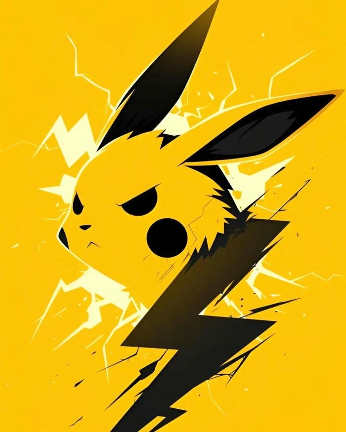 Ảnh Pikachu cận mặt phong cách truyện tranh mạnh mẽ