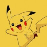 Ảnh Pikachu đang chạy nhảy vui vẻ trên nền vàng