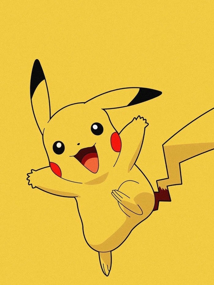 Ảnh Pikachu đang chạy nhảy vui vẻ trên nền vàng