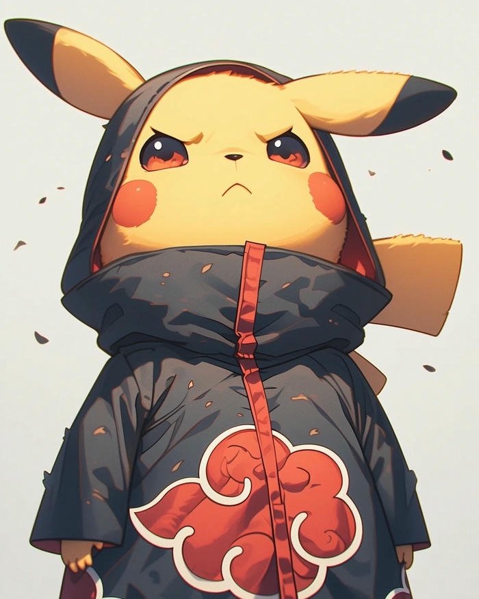 Ảnh Pikachu khoác áo Akatsuki với tư thế chiến đấu
