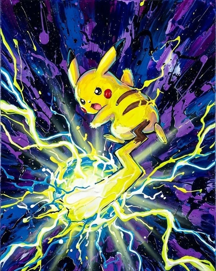Ảnh Pikachu phóng ra tia sét màu sắc rực rỡ