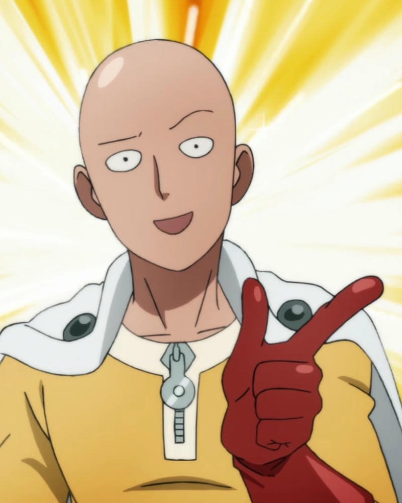 Ảnh Saitama giơ ngón tay chỉ lên trời cao