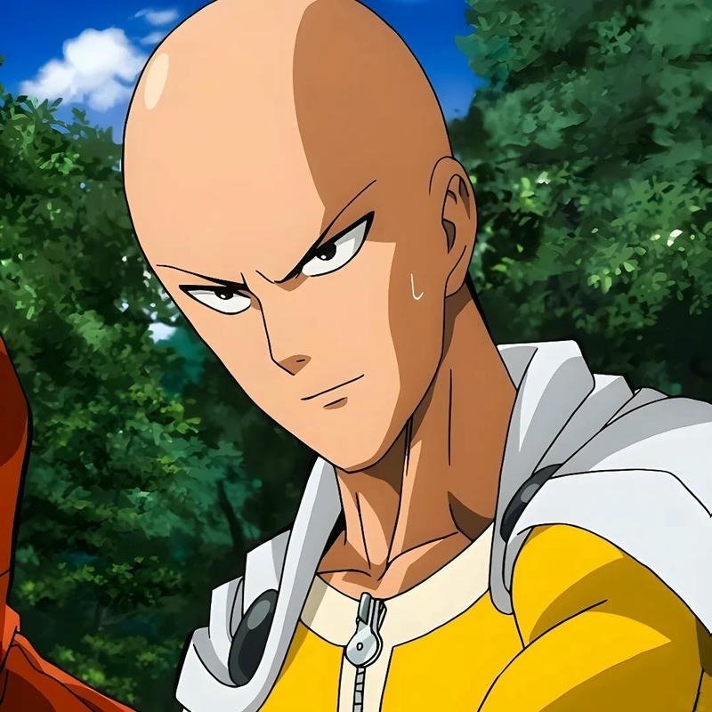 Ảnh Saitama nhìn nghiêng với vẻ mặt nghiêm túc