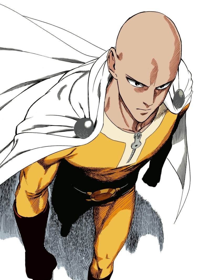 Ảnh Saitama phong cách đen trắng nhìn xuống dưới