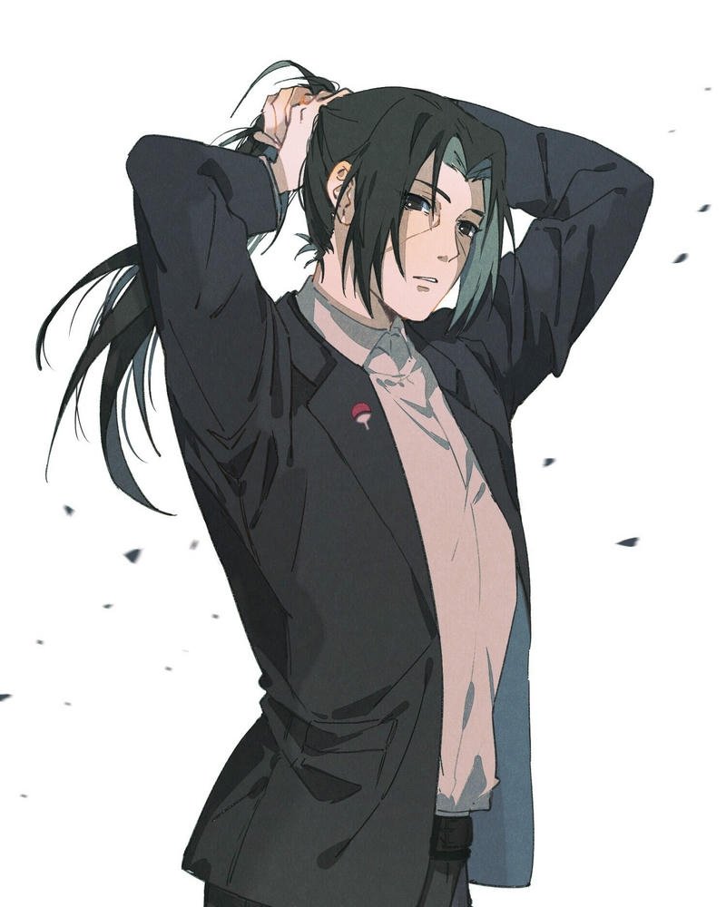 Ảnh Uchiha Itachi buộc tóc cao nhìn nghiêng