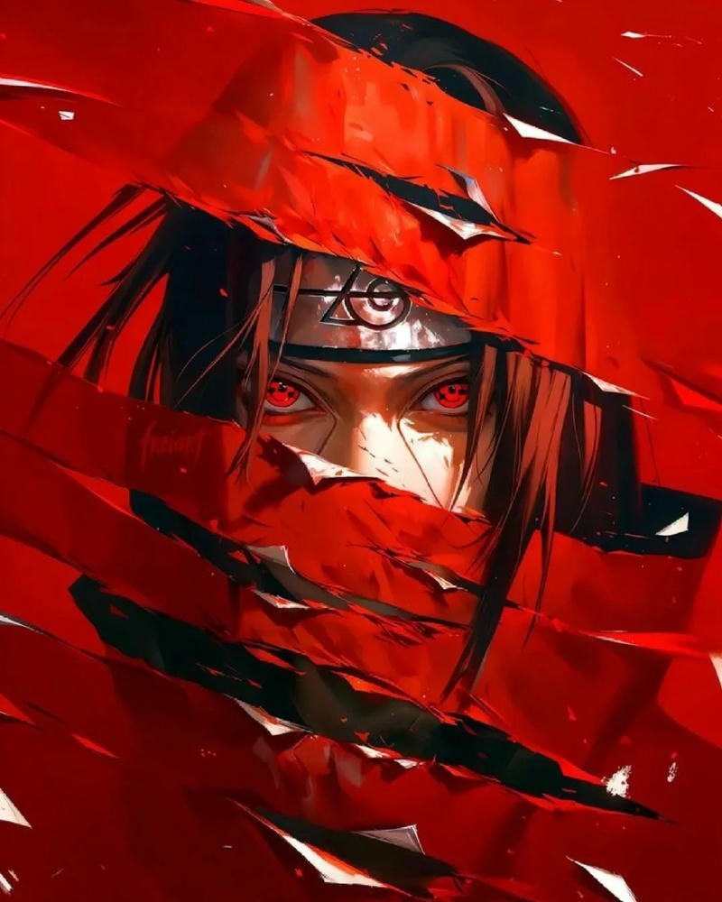 Ảnh Uchiha Itachi cận mặt với mắt đỏ rực