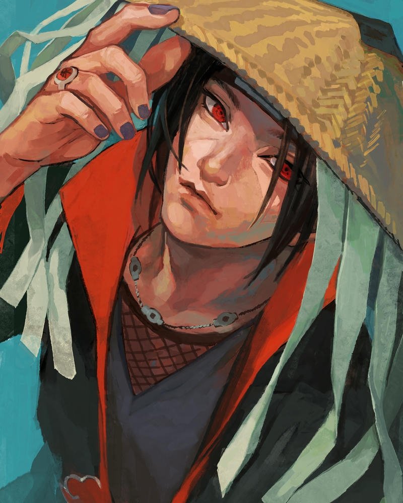 Ảnh Uchiha Itachi đội nón rơm che nửa mặt