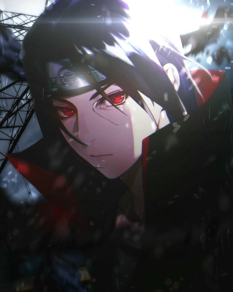 Ảnh Uchiha Itachi nhìn nghiêng với mắt Sharingan
