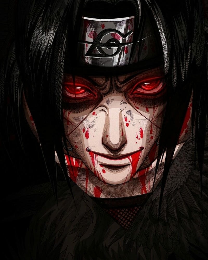 Ảnh Uchiha Itachi nhìn thẳng với đôi mắt Sharingan