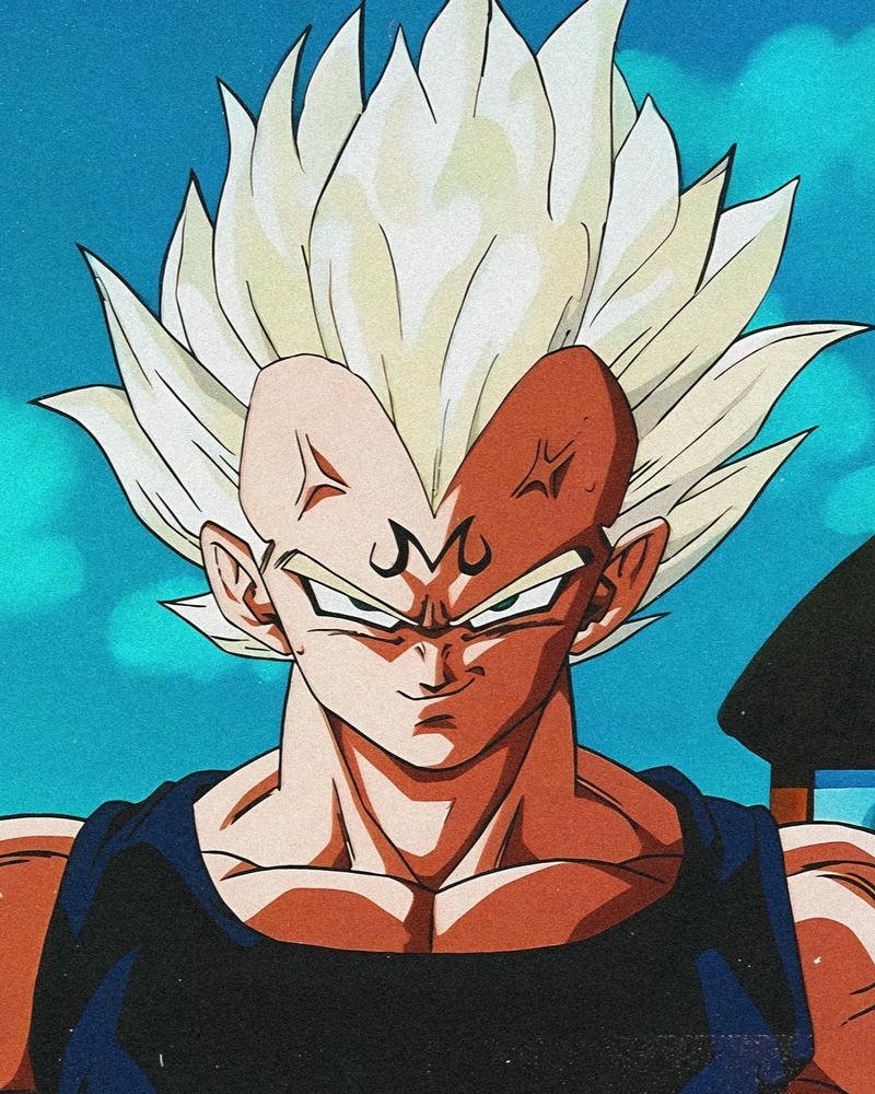 Ảnh Vegeta Majin trán có chữ M cười ngạo nghễ