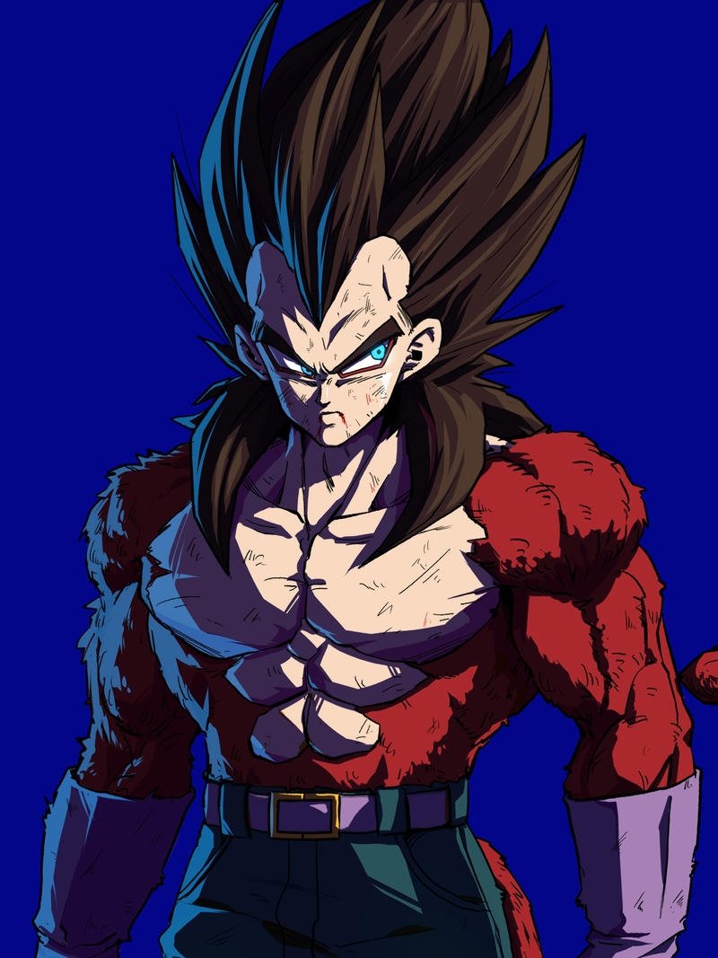 Ảnh Vegeta Super Saiyan 4 lông đỏ cơ bắp