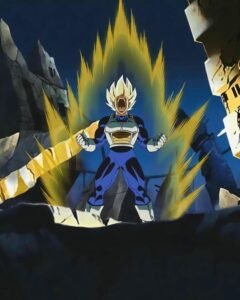 Ảnh Vegeta đứng giữa đất đá hoang tàn siêu ngầu