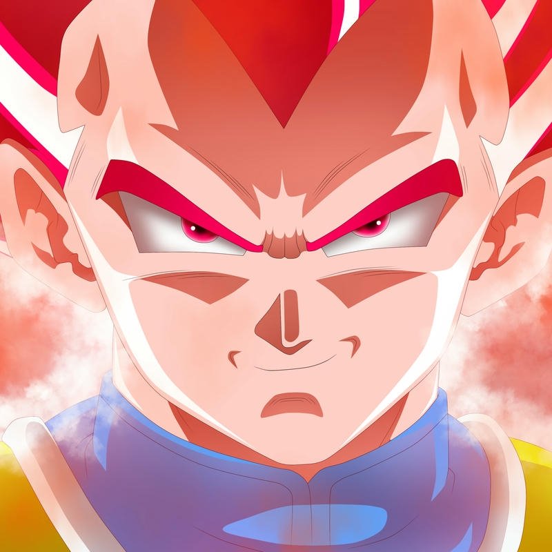 Ảnh Vegeta tóc đỏ mắt đỏ hào quang rực lửa