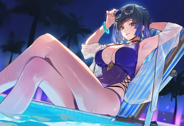 Ảnh Yelan hentai quyến rũ trong bikini gợi cảm Genshin Impact
