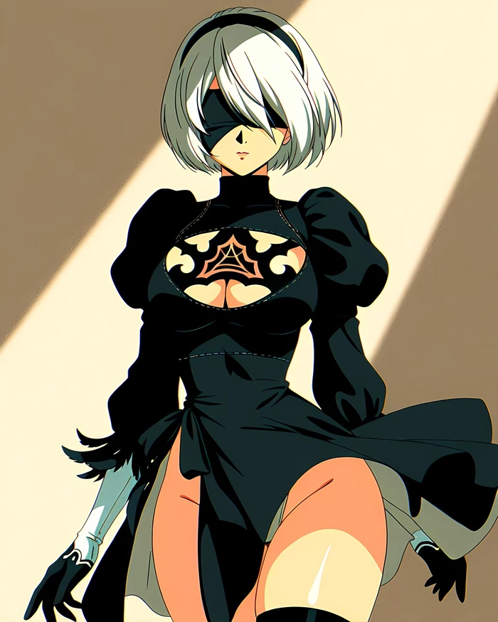 Ảnh YoRHa 2B manga gợi dục vòng một tròn trịa