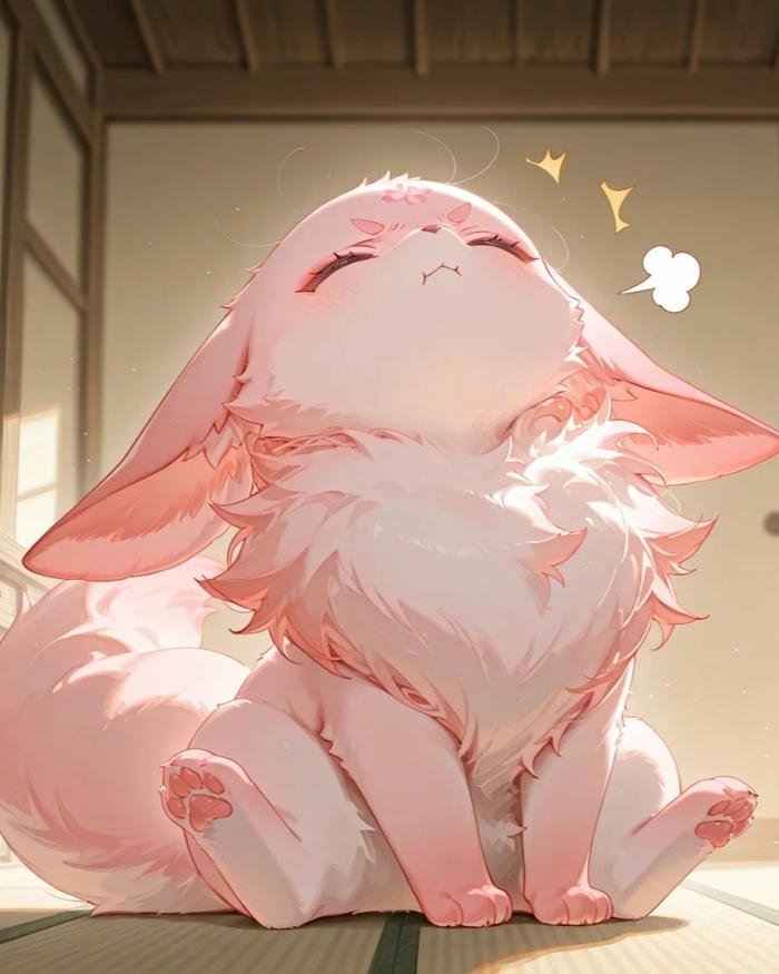 Ảnh hồ ly anime hồ ly hồng phấn khổng lồ nằm ngủ