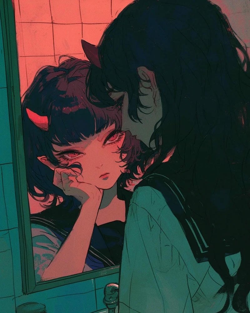 Anime ác quỷ đẹp cặp đôi nam nữ sát nhau