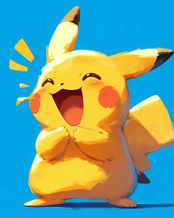 Avatar Pikachu cười tươi rạng rỡ trên nền xanh dương