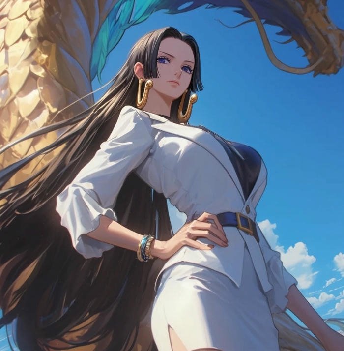 Boa Hancock One Piece mặc vest trắng thanh lịch ngầu