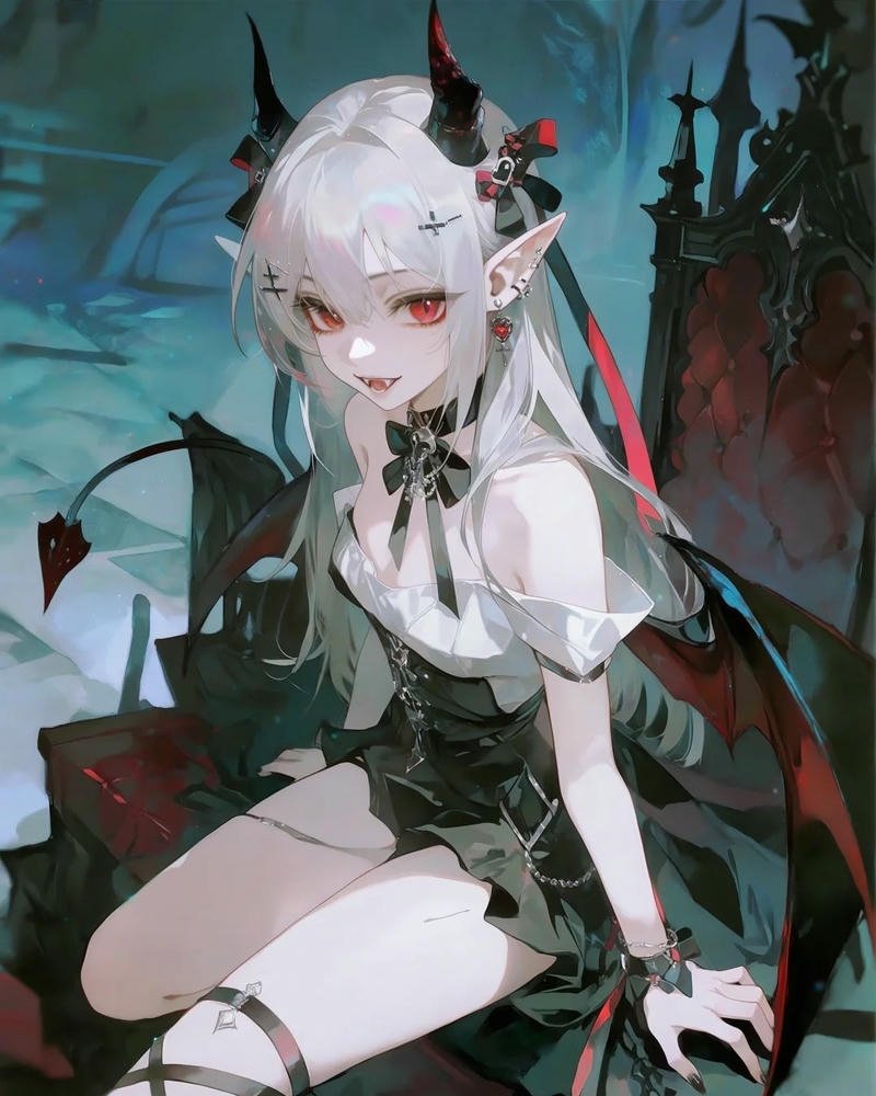 Hình ảnh anime ác quỷ lạnh lùng ngồi giữa thiên nhiên