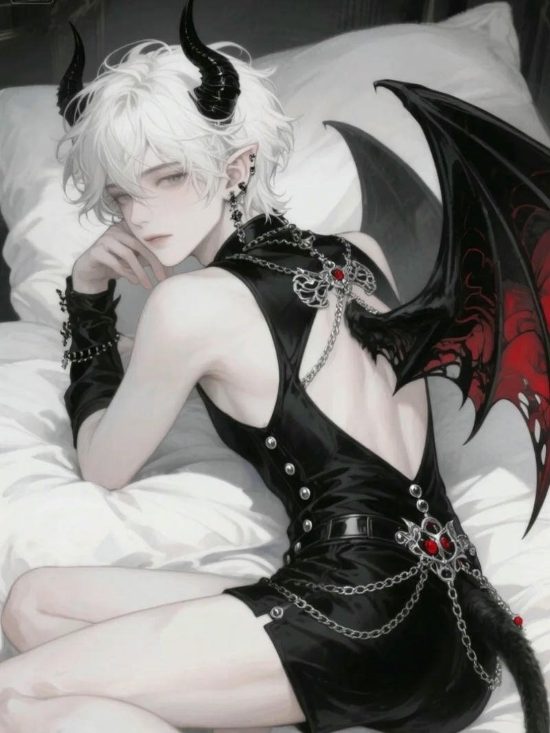 Hình ảnh anime ác quỷ lạnh lùng nữ ngồi trên giường