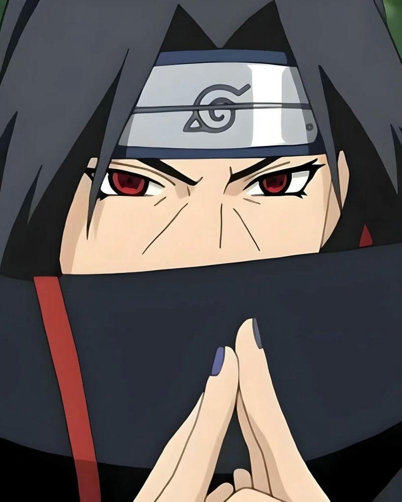 Itachi Akatsuki che nửa mặt bằng cổ áo