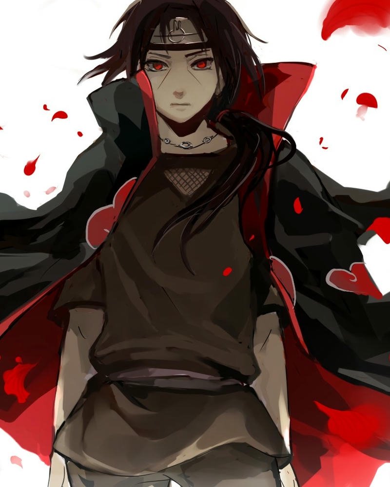 Itachi Akatsuki đứng toàn thân trên nền trắng