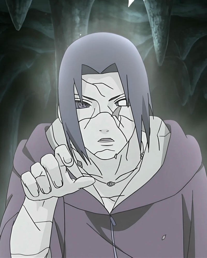 Itachi Sharingan đưa tay ra phía trước mặt