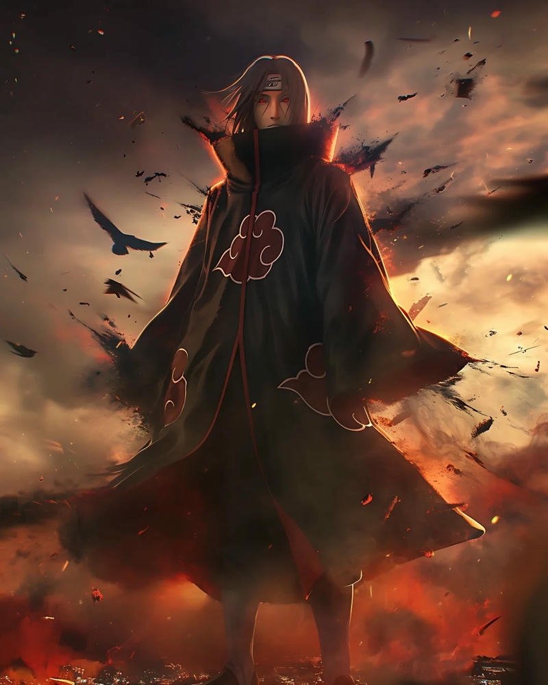 Itachi ngầu đứng trên cột điện nhìn xuống