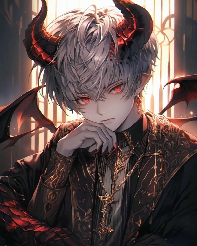 Nhân vật anime ác quỷ mặc áo giáp vàng đen