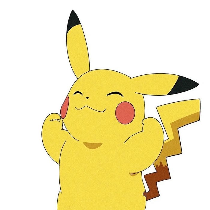 Pikachu cute bụ bẫm đang ngồi cười rất vui vẻ