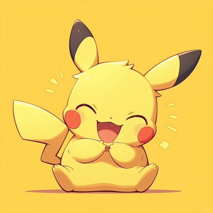 Pikachu cute nháy mắt tinh nghịch và mỉm cười tươi