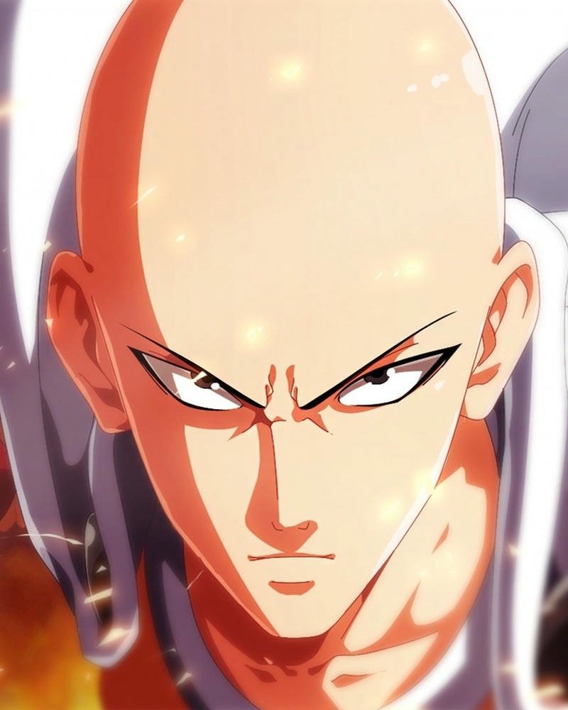 Saitama One Punch Man cận mặt đen trắng chi tiết