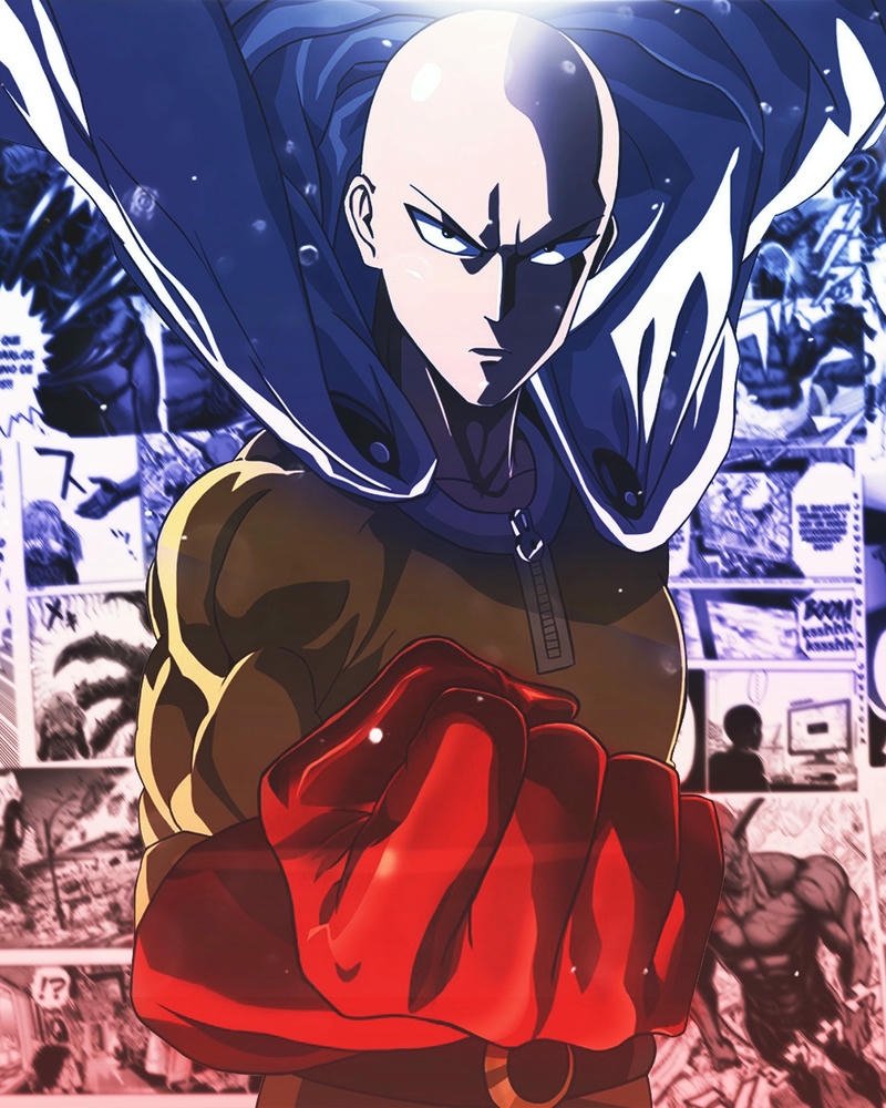 Saitama ngầu đứng trên đỉnh tòa nhà cao tầng