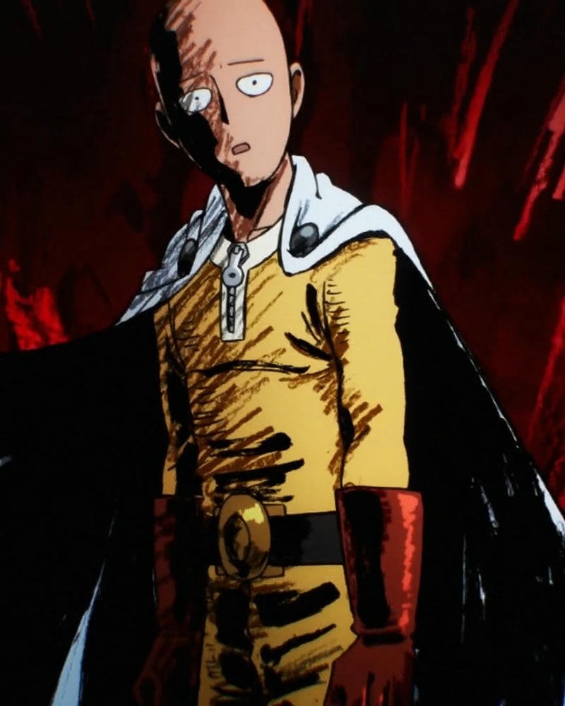 Saitama ngầu mặc trang phục anh hùng trong tối